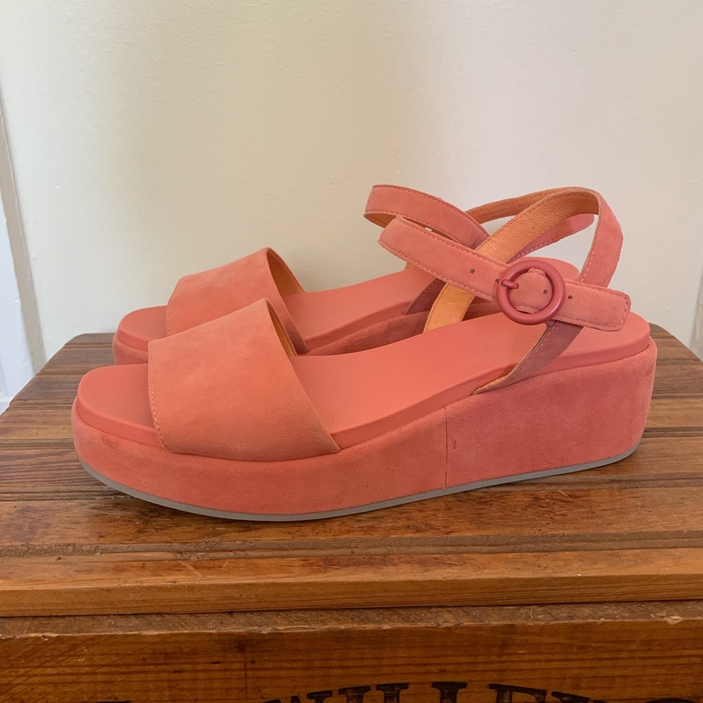 Camper Misia Pink Platform Suede Sandals